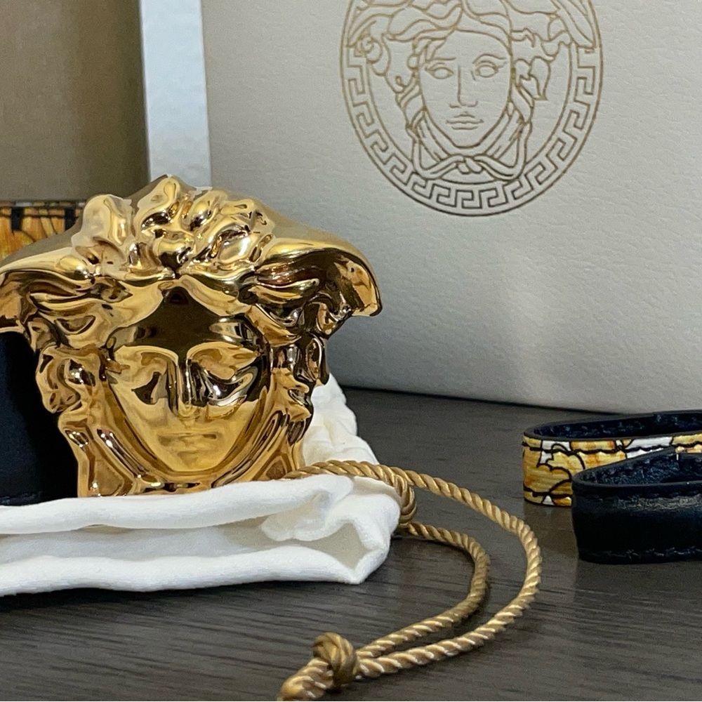 Versace La Medusa Reversible Gold and Black Belt